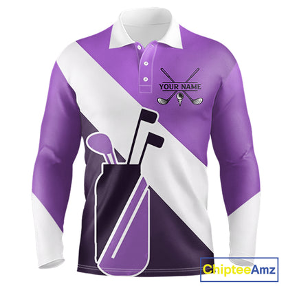 Purple Golf Bag Mens Golf Polo Shirts Custom Golf Shirts, Golf Attire For Men NBT577