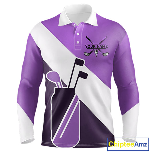 Purple Golf Bag Mens Golf Polo Shirts Custom Golf Shirts, Golf Attire For Men NBT577