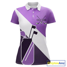 Load image into Gallery viewer, Purple Golf Bag Womens Golf Polo Shirts Custom Golf Shirts, Golf Attire For Ladies NBT577