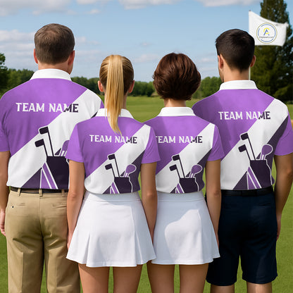 Purple Golf Bag Mens Golf Polo Shirts Custom Golf Shirts, Golf Attire For Men NBT577