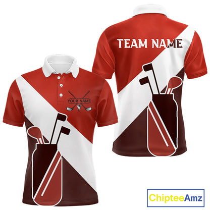 Red Golf Bag Mens Golf Polo Shirts Custom Golf Shirts, Golf Attire For Men NBT578