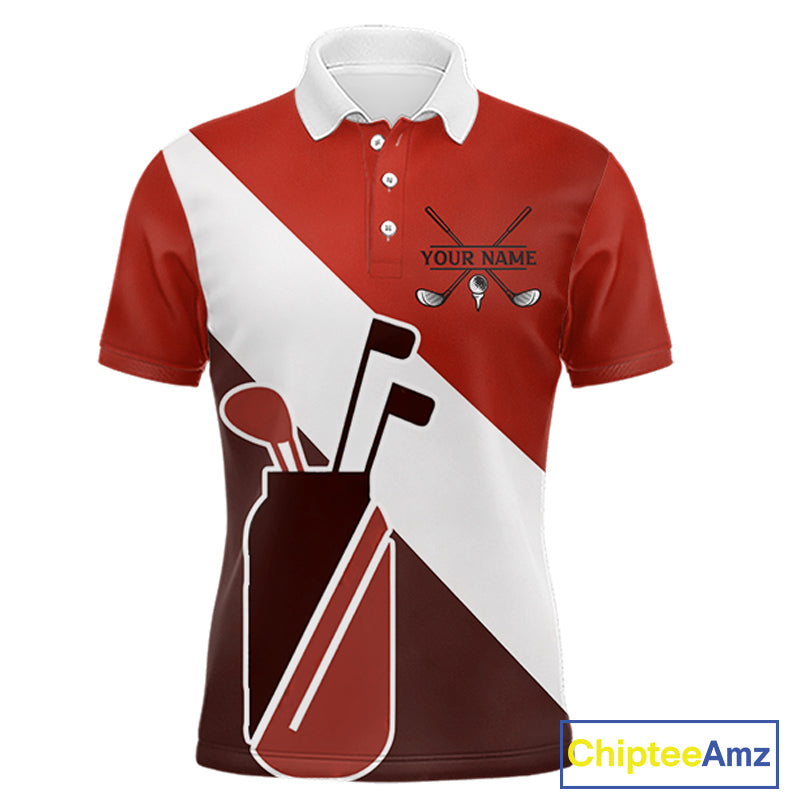 Red Golf Bag Mens Golf Polo Shirts Custom Golf Shirts, Golf Attire For Men NBT578