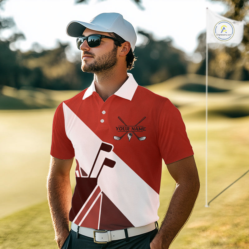 Red Golf Bag Mens Golf Polo Shirts Custom Golf Shirts, Golf Attire For Men NBT578