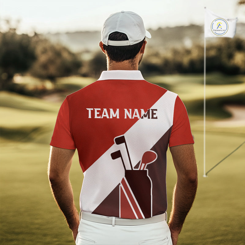 Red Golf Bag Mens Golf Polo Shirts Custom Golf Shirts, Golf Attire For Men NBT578