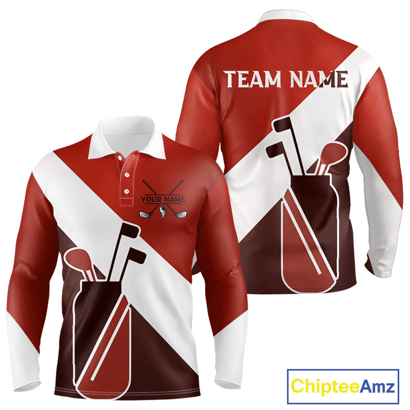 Red Golf Bag Mens Golf Polo Shirts Custom Golf Shirts, Golf Attire For Men NBT578