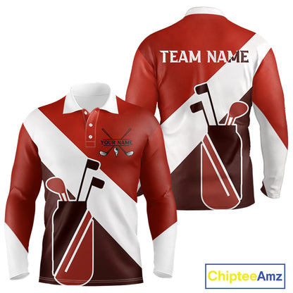 Red Golf Bag Mens Golf Polo Shirts Custom Golf Shirts, Golf Attire For Men NBT578