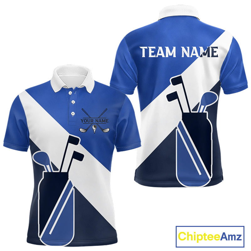 Blue Golf Bag Mens Golf Polo Shirts Custom Golf Shirts, Golf Attire For Men NBT579