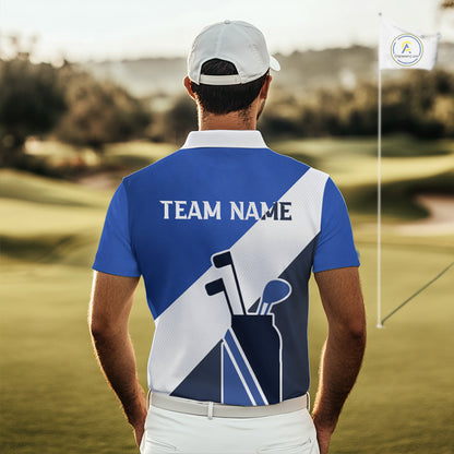 Blue Golf Bag Mens Golf Polo Shirts Custom Golf Shirts, Golf Attire For Men NBT579