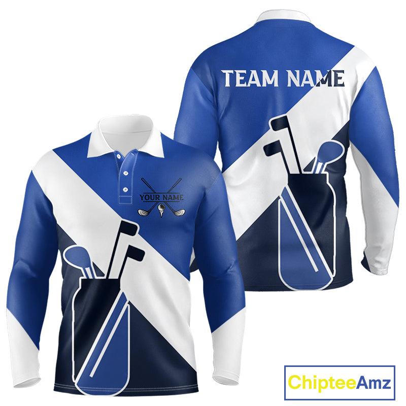 Blue Golf Bag Mens Golf Polo Shirts Custom Golf Shirts, Golf Attire For Men NBT579