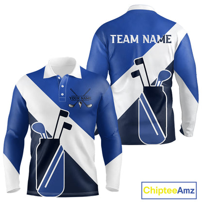 Blue Golf Bag Mens Golf Polo Shirts Custom Golf Shirts, Golf Attire For Men NBT579