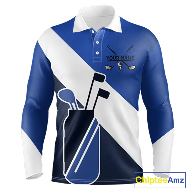 Blue Golf Bag Mens Golf Polo Shirts Custom Golf Shirts, Golf Attire For Men NBT579
