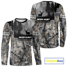 Load image into Gallery viewer, Whitetail Deer Hunting Winter Camouflage 3D Custom Name Shirts, Custom Deer Hunting Winter NBT197