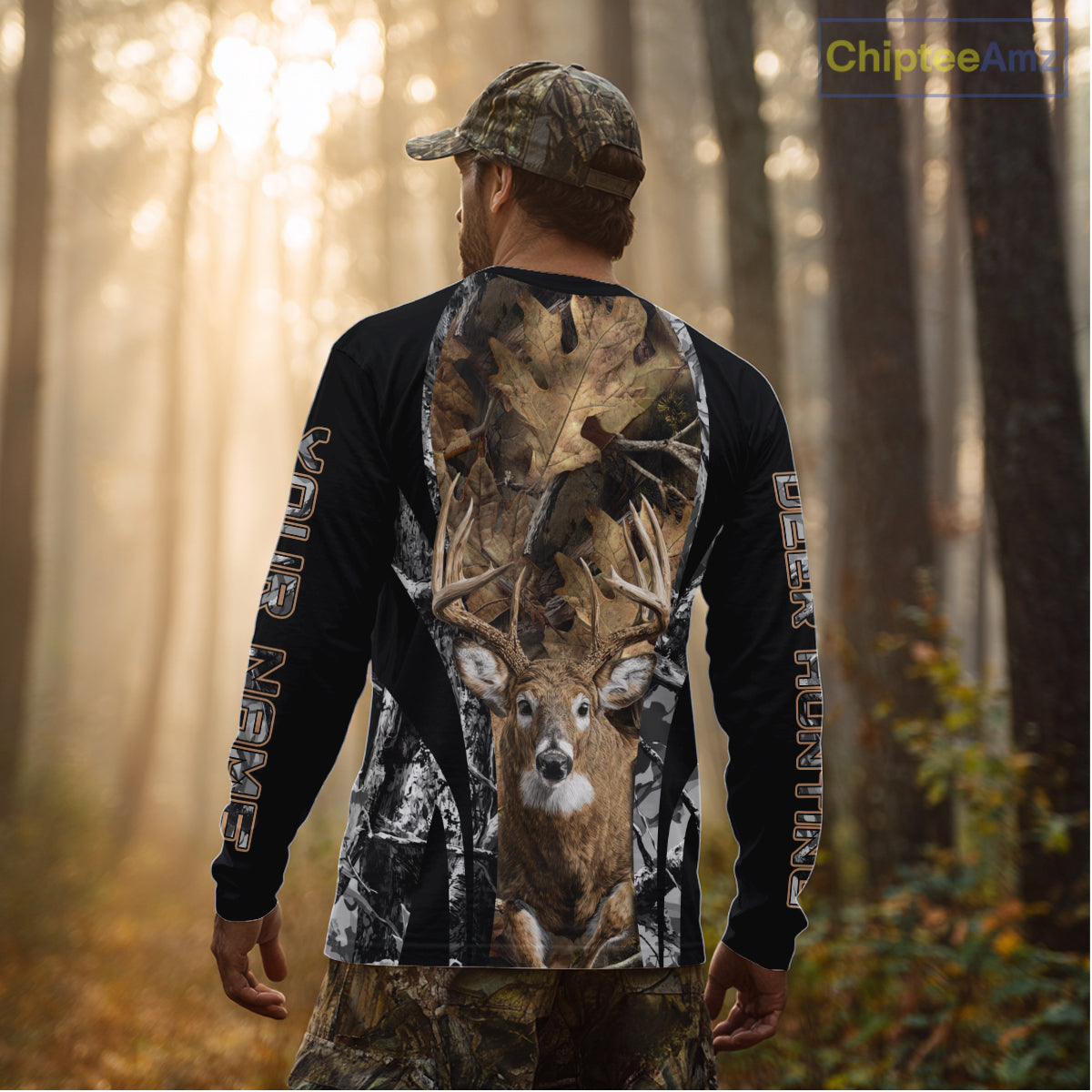 Whitetail Deer 3D All Over Printed Fall Season Camo Hoodie Custom Name Shirt NBT314