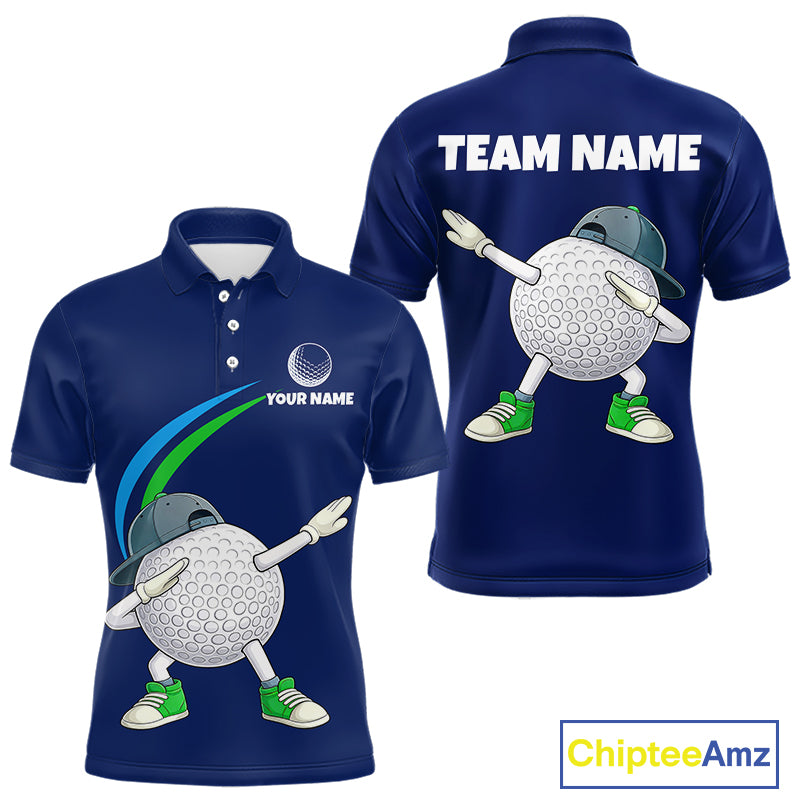Blue Funny Golf Ball Custom Team Polo Shirt, Personalized Mens Golf Polo Shirt, Golf Lovers Gift NBT604