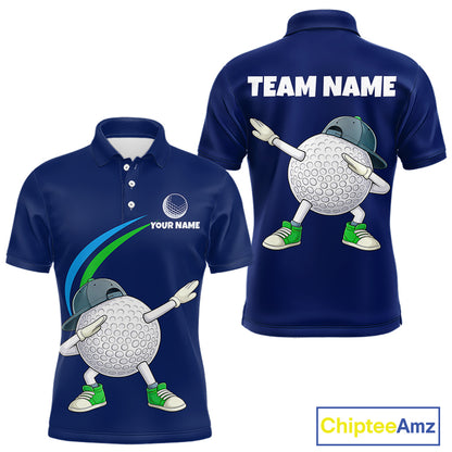 Blue Funny Golf Ball Custom Team Polo Shirt, Personalized Mens Golf Polo Shirt, Golf Lovers Gift NBT604