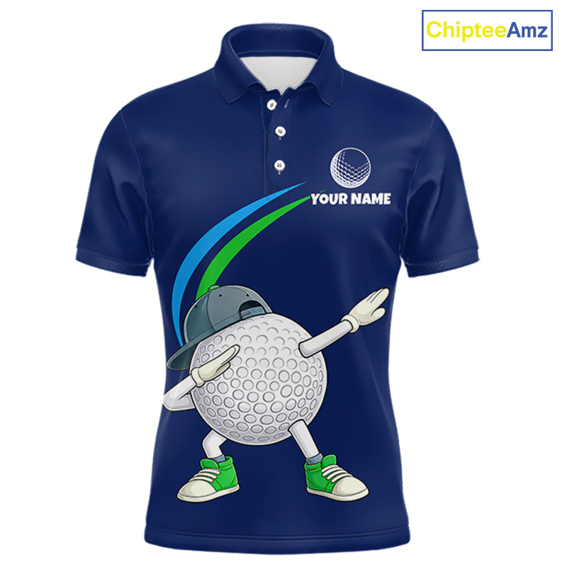 Blue Funny Golf Ball Custom Team Polo Shirt, Personalized Mens Golf Polo Shirt, Golf Lovers Gift NBT604