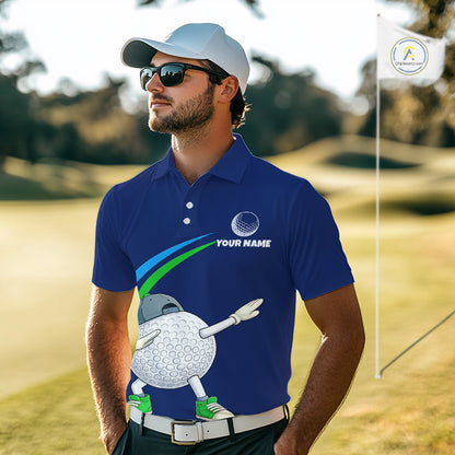 Blue Funny Golf Ball Custom Team Polo Shirt, Personalized Mens Golf Polo Shirt, Golf Lovers Gift NBT604