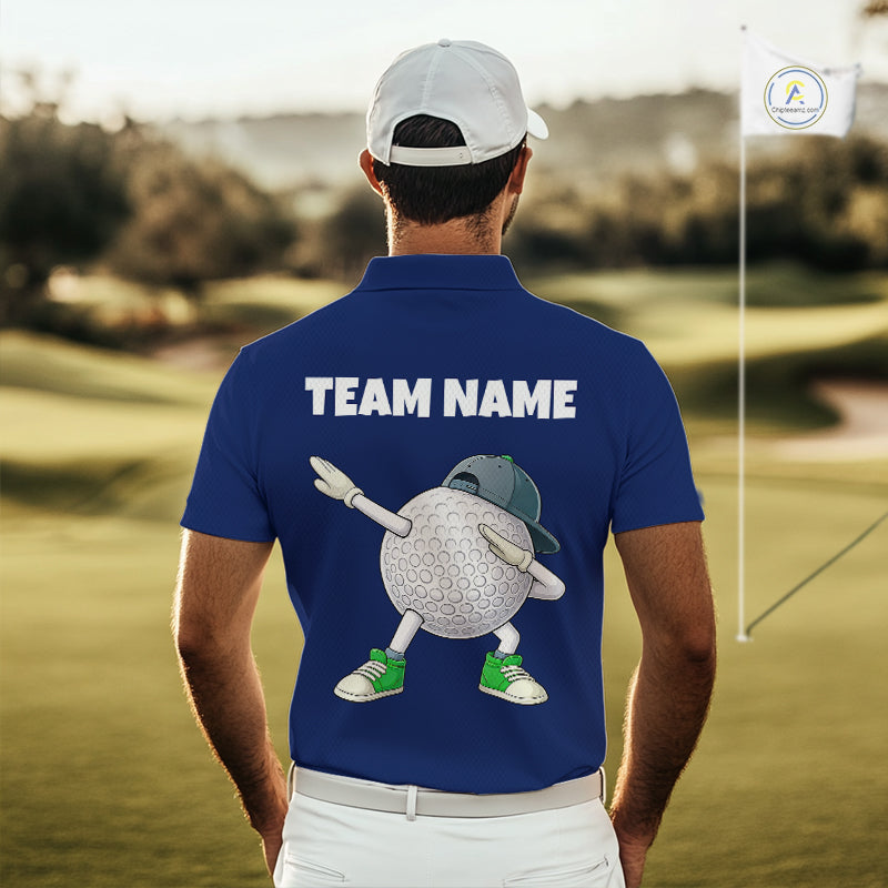 Blue Funny Golf Ball Custom Team Polo Shirt, Personalized Mens Golf Polo Shirt, Golf Lovers Gift NBT604