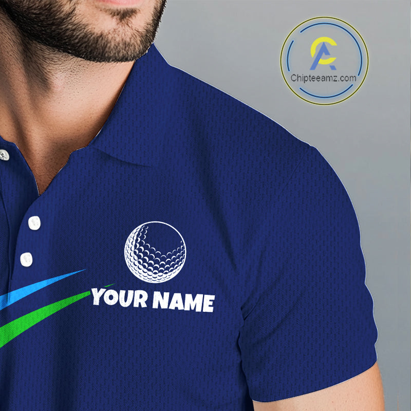 Blue Funny Golf Ball Custom Team Polo Shirt, Personalized Mens Golf Polo Shirt, Golf Lovers Gift NBT604