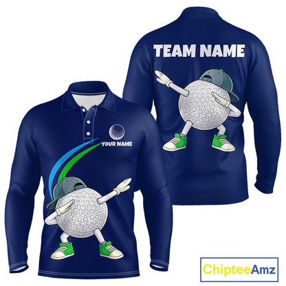 Blue Funny Golf Ball Custom Team Polo Shirt, Personalized Mens Golf Polo Shirt, Golf Lovers Gift NBT604