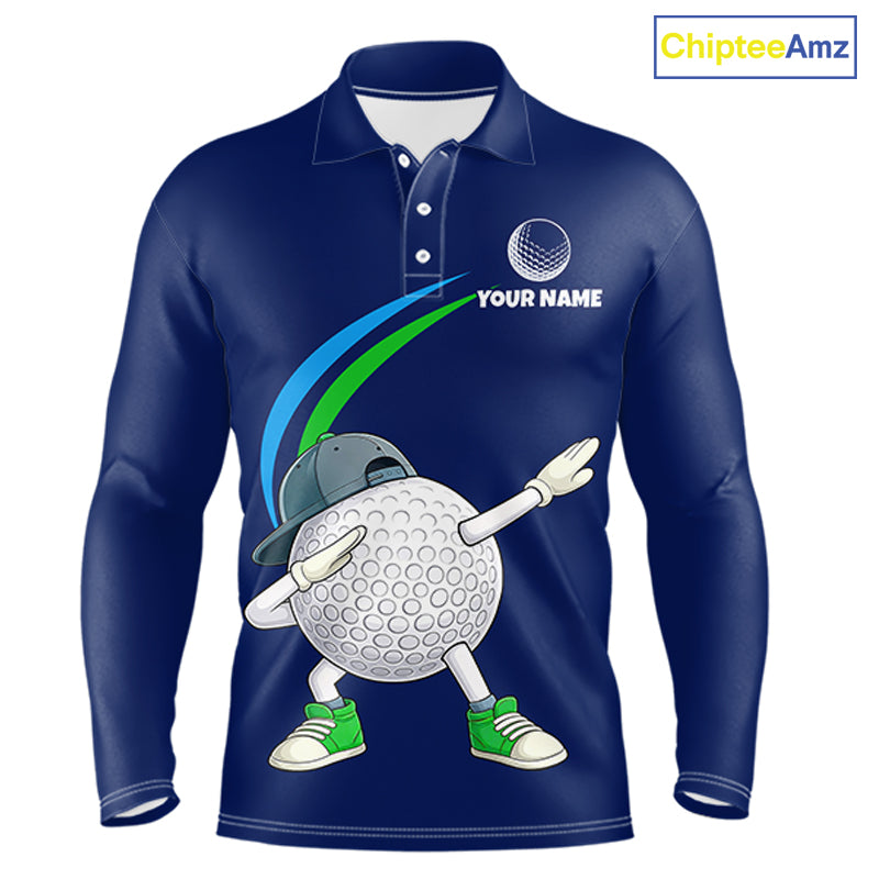 Blue Funny Golf Ball Custom Team Polo Shirt, Personalized Mens Golf Polo Shirt, Golf Lovers Gift NBT604