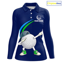 Load image into Gallery viewer, Blue Funny Golf Ball Custom Team Polo Shirt, Personalized Womens Golf Polo Shirt, Golf Lovers Gift NBT604