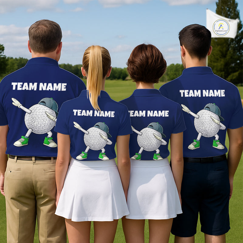 Blue Funny Golf Ball Custom Team Polo Shirt, Personalized Mens Golf Polo Shirt, Golf Lovers Gift NBT604