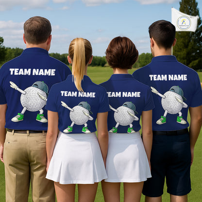 Blue Funny Golf Ball Custom Team Polo Shirt, Personalized Mens Golf Polo Shirt, Golf Lovers Gift NBT604