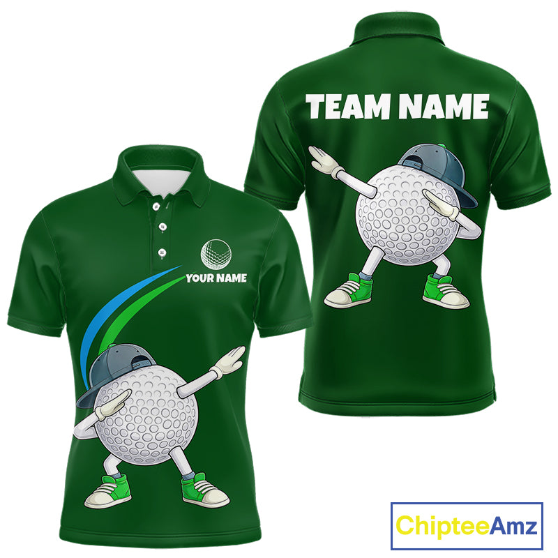 Green Funny Golf Ball Custom Team Polo Shirt, Personalized Mens Golf Polo Shirt, Golf Lovers Gift NBT605