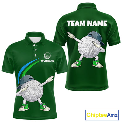 Green Funny Golf Ball Custom Team Polo Shirt, Personalized Mens Golf Polo Shirt, Golf Lovers Gift NBT605