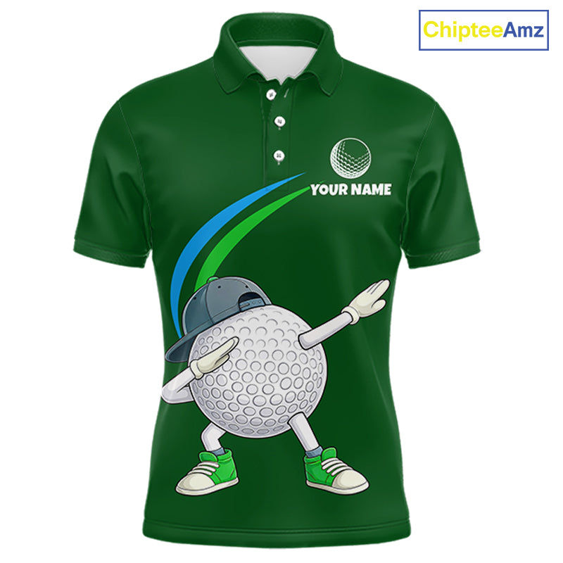Green Funny Golf Ball Custom Team Polo Shirt, Personalized Mens Golf Polo Shirt, Golf Lovers Gift NBT605