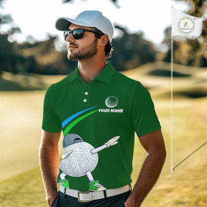 Green Funny Golf Ball Custom Team Polo Shirt, Personalized Mens Golf Polo Shirt, Golf Lovers Gift NBT605