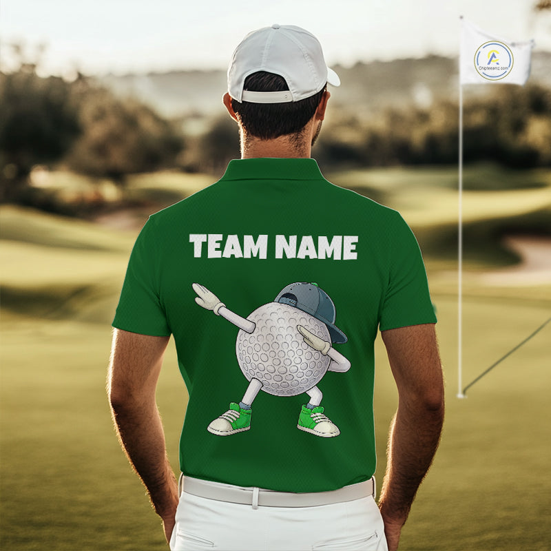 Green Funny Golf Ball Custom Team Polo Shirt, Personalized Mens Golf Polo Shirt, Golf Lovers Gift NBT605