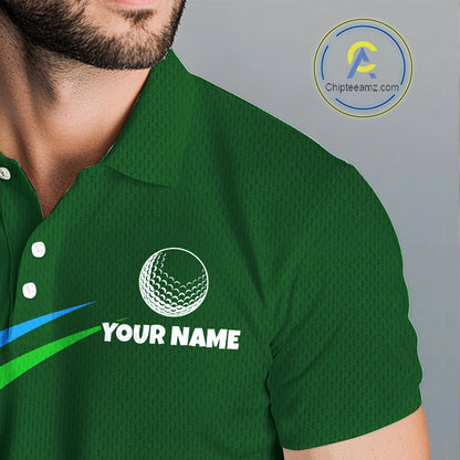 Green Funny Golf Ball Custom Team Polo Shirt, Personalized Mens Golf Polo Shirt, Golf Lovers Gift NBT605