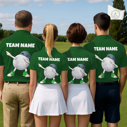 Green Funny Golf Ball Custom Team Polo Shirt, Personalized Mens Golf Polo Shirt, Golf Lovers Gift NBT605