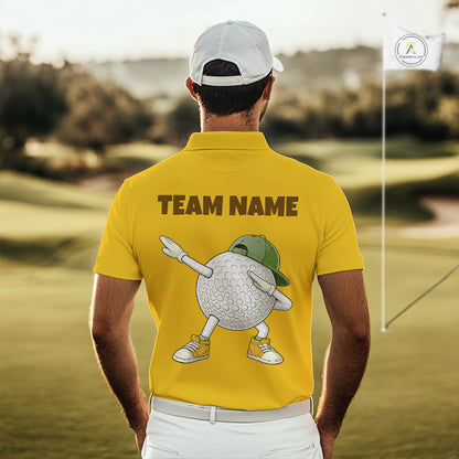 Yellow Funny Golf Ball Custom Team Polo Shirt, Personalized Mens Golf Polo Shirt, Golf Lovers Gift NBT606