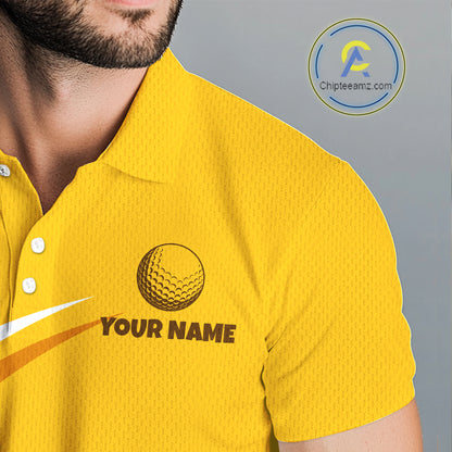 Yellow Funny Golf Ball Custom Team Polo Shirt, Personalized Mens Golf Polo Shirt, Golf Lovers Gift NBT606