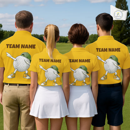 Yellow Funny Golf Ball Custom Team Polo Shirt, Personalized Mens Golf Polo Shirt, Golf Lovers Gift NBT606
