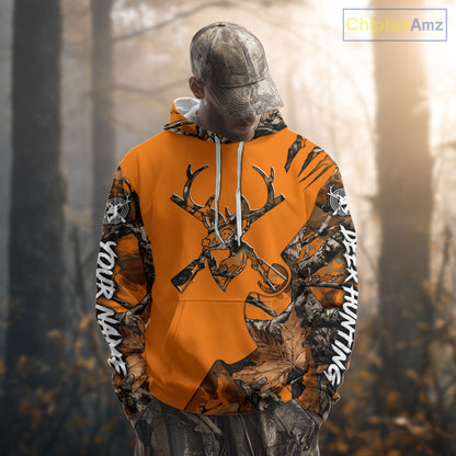 Whitetail Deer Hunting Orange Camo 3D Printed Shirts, Personalized Hunting Shirt NBT217