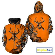 Load image into Gallery viewer, Whitetail Deer Hunting Orange Camo 3D Printed Shirts, Personalized Hunting Shirt NBT217