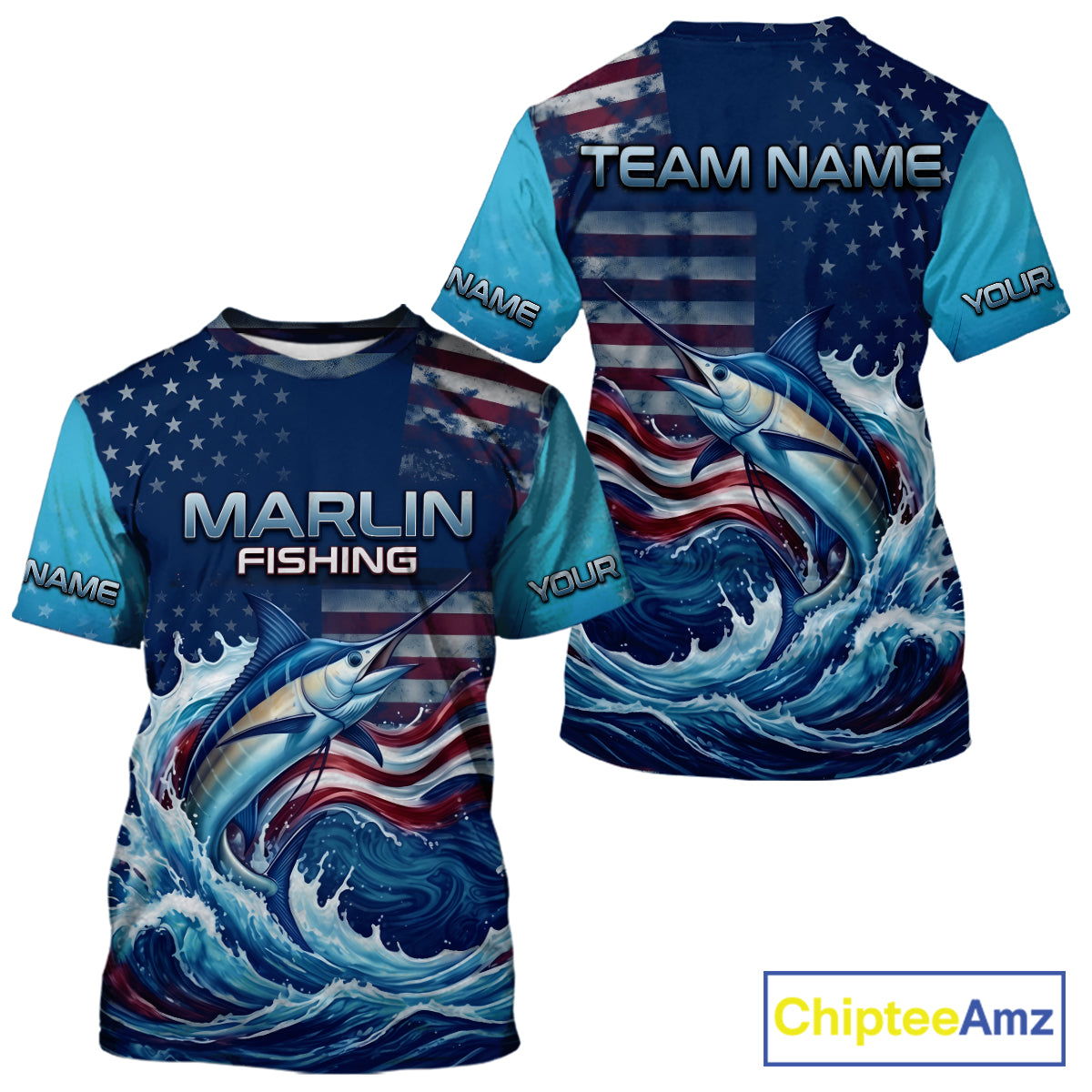 Personalized American Flag Marlin Fishing Shirts, Patriotic Marlin Fishing T-Shirts NBT841