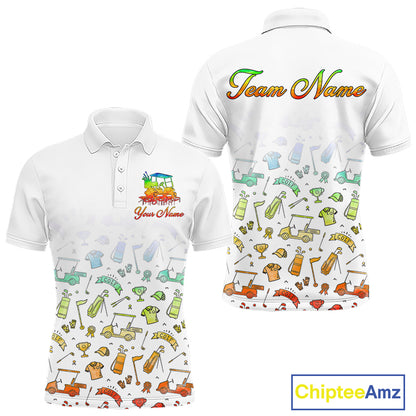 Mens Golf Polo Shirts Colorful Tie Dye Pattern Custom Name, Golf Shirts For Men NBT500