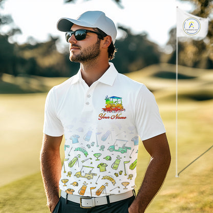 Mens Golf Polo Shirts Colorful Tie Dye Pattern Custom Name, Golf Shirts For Men NBT500