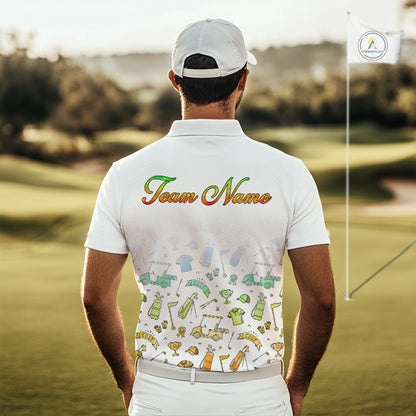 Mens Golf Polo Shirts Colorful Tie Dye Pattern Custom Name, Golf Shirts For Men NBT500