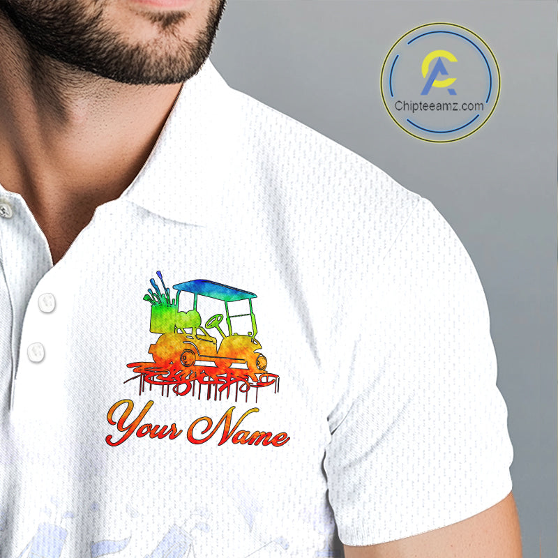 Mens Golf Polo Shirts Colorful Tie Dye Pattern Custom Name, Golf Shirts For Men NBT500
