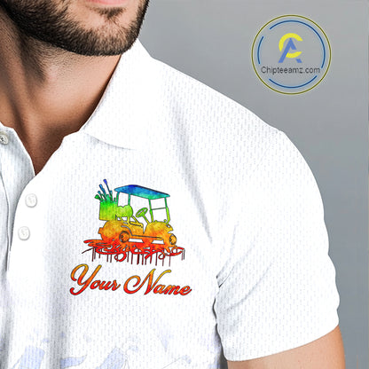 Mens Golf Polo Shirts Colorful Tie Dye Pattern Custom Name, Golf Shirts For Men NBT500