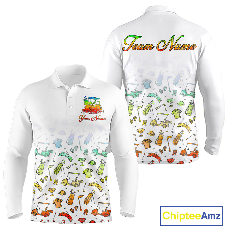Mens Golf Polo Shirts Colorful Tie Dye Pattern Custom Name, Golf Shirts For Men NBT500