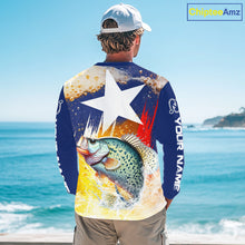 Load image into Gallery viewer, Custom Texas Flag Crappie Fishing Shirts, Funny Fishing Beer Shirts Long Sleeve For Team NBT617