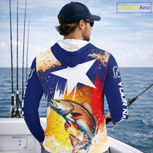 Load image into Gallery viewer, Custom Texas Flag Redfish Fishing Shirts, Funny Fishing Beer Shirts Long Sleeve Hooded For Team NBT619