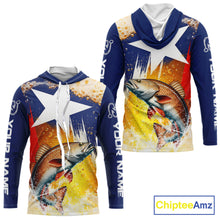 Load image into Gallery viewer, Custom Texas Flag Redfish Fishing Shirts, Funny Fishing Beer Shirts Long Sleeve Hooded For Team NBT619